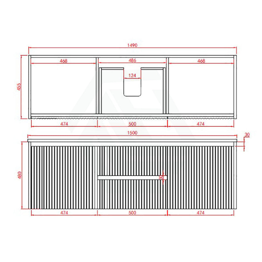 600-1500Mm Brindabella Wall Hung Bathroom Floating Vanity Matt Black Pvc Board Cabinet Only&Ceramic