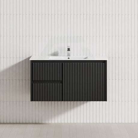 600-1500Mm Brindabella Wall Hung Bathroom Floating Vanity Matt Black Pvc Board Cabinet Only&Ceramic