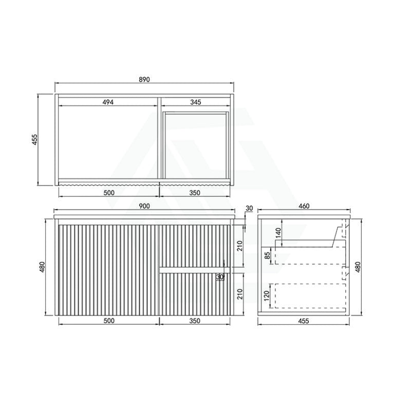 600-1500Mm Brindabella Wall Hung Bathroom Floating Vanity Matt White Pvc Board Cabinet Only&Ceramic