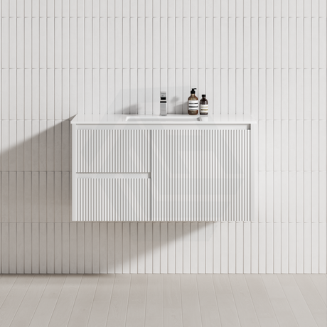 600-1500Mm Brindabella Wall Hung Bathroom Floating Vanity Matt White Pvc Board Cabinet Only&Ceramic