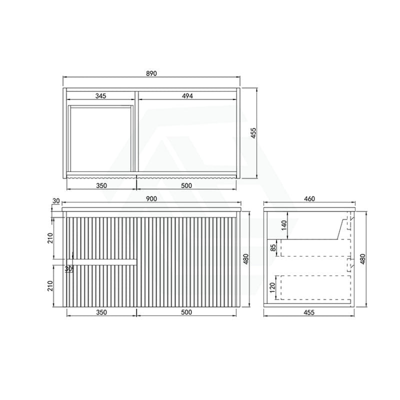 600-1500Mm Brindabella Wall Hung Bathroom Floating Vanity Matt White Pvc Board Cabinet Only&Ceramic