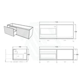 600-1500Mm Bellevue Wall Hung Bathroom Vanity Push-To-Open Prime Oak 1200Mm Left Drawer / Blank