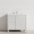 600-1500Mm Ceto Brighton Freestanding Vanity With Legs Matt White Pvc Board Cabinet Only Linear