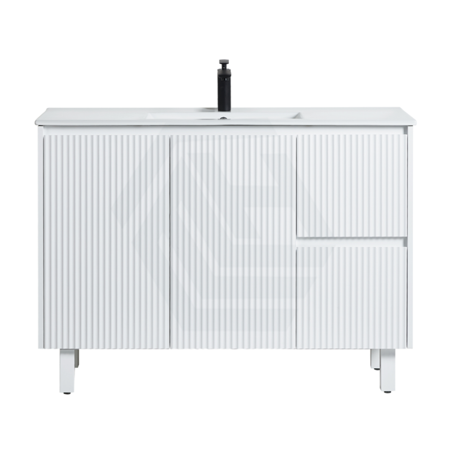 600 - 1500Mm Brighton Freestanding With Legs Vanity Matt White Pvc Board Cabinet Only&Ceramic/Stone