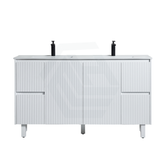 600 - 1500Mm Brighton Freestanding With Legs Vanity Matt White Pvc Board Cabinet Only&Ceramic/Stone