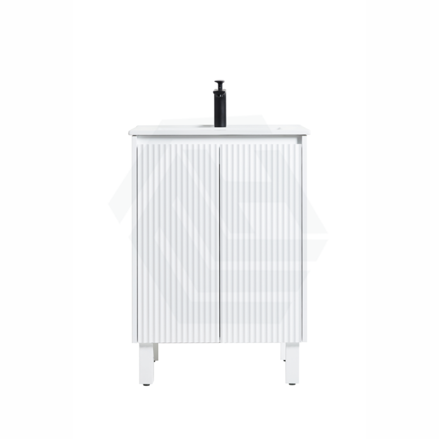 600 - 1500Mm Brighton Freestanding With Legs Vanity Matt White Pvc Board Cabinet Only&Ceramic/Stone