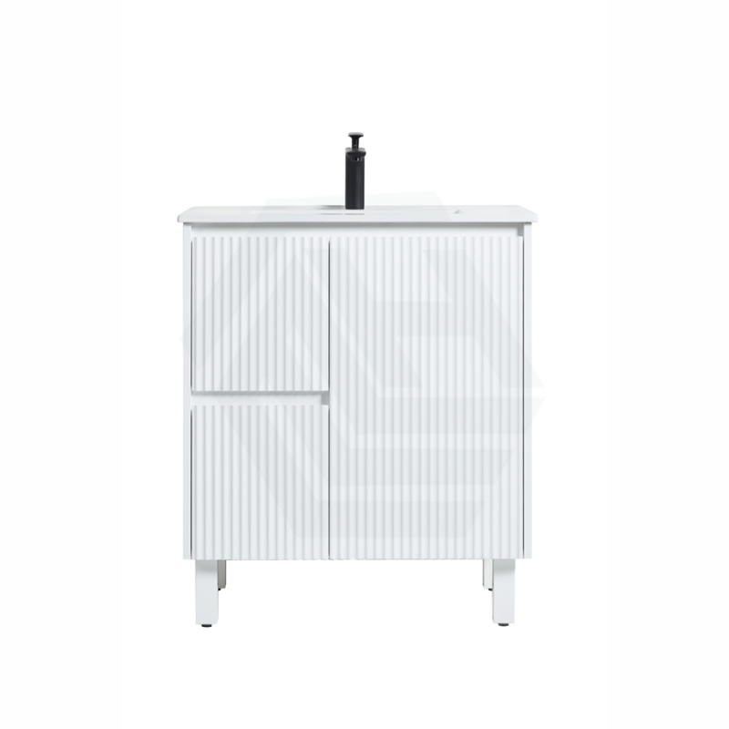 600 - 1500Mm Brighton Freestanding With Legs Vanity Matt White Pvc Board Cabinet Only&Ceramic/Stone