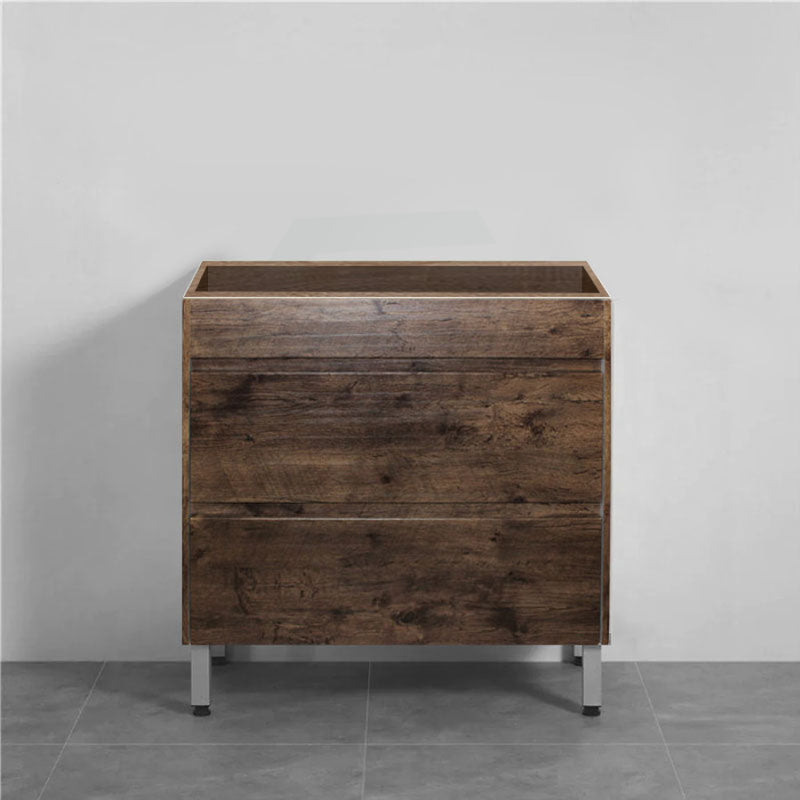 600-1500Mm Freestanding Bathroom Floor Vanity Dark Oak Wood Grain Pvc Filmed Cabinet Only &