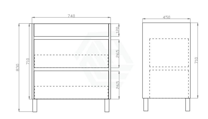 600-1500Mm Freestanding Bathroom Floor Vanity Dark Oak Wood Grain Pvc Filmed Cabinet Only &