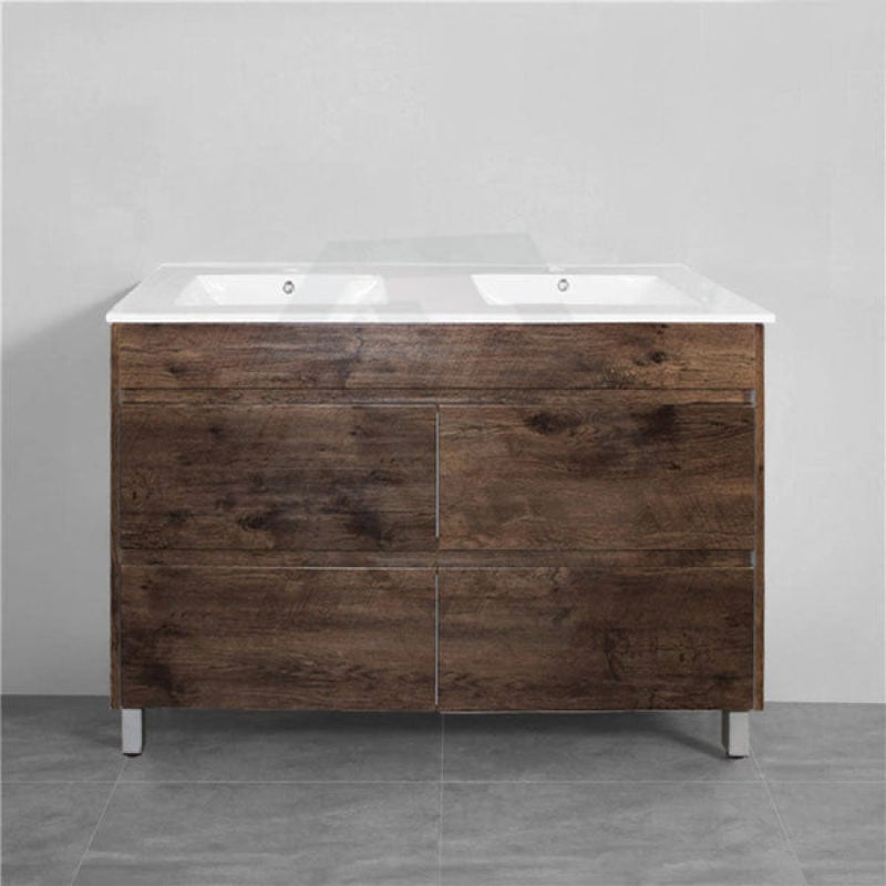 600-1500Mm Freestanding Bathroom Floor Vanity Dark Oak Wood Grain Pvc Filmed Drawers Cabinet Only &