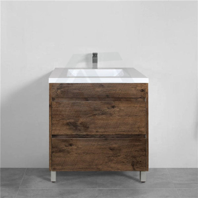 600-1500Mm Freestanding Bathroom Floor Vanity Dark Oak Wood Grain Pvc Filmed Drawers Cabinet Only &