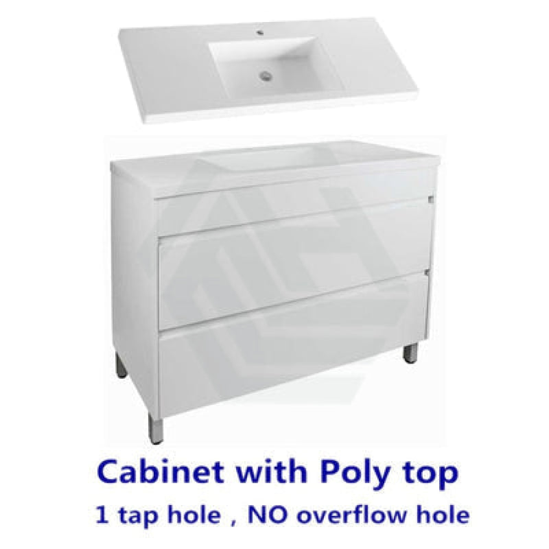 600-1500Mm Freestanding Bathroom Floor Vanity Matt White Pvc Filmed Drawers Cabinet Only &