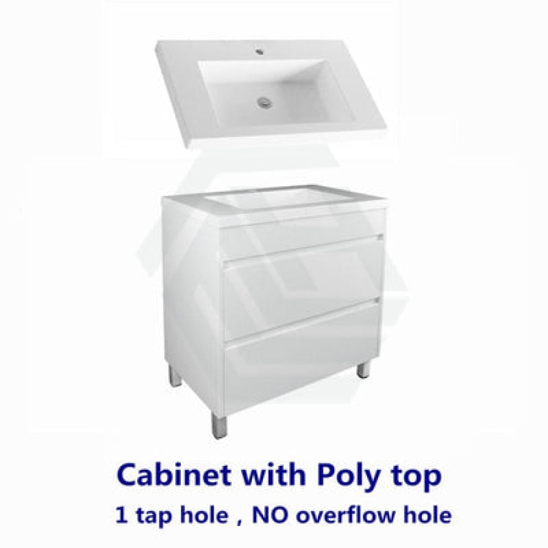 600-1500Mm Freestanding Bathroom Floor Vanity Matt White Pvc Filmed Drawers Cabinet Only &