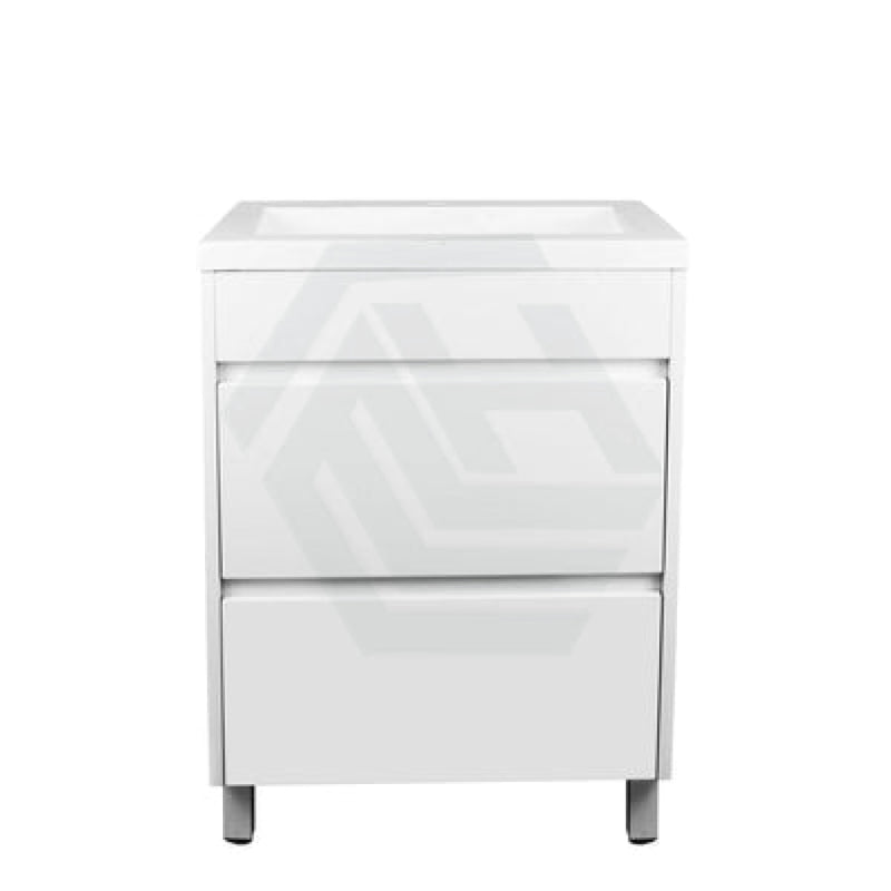 600-1500Mm Freestanding Bathroom Floor Vanity Matt White Pvc Filmed Drawers Cabinet Only &