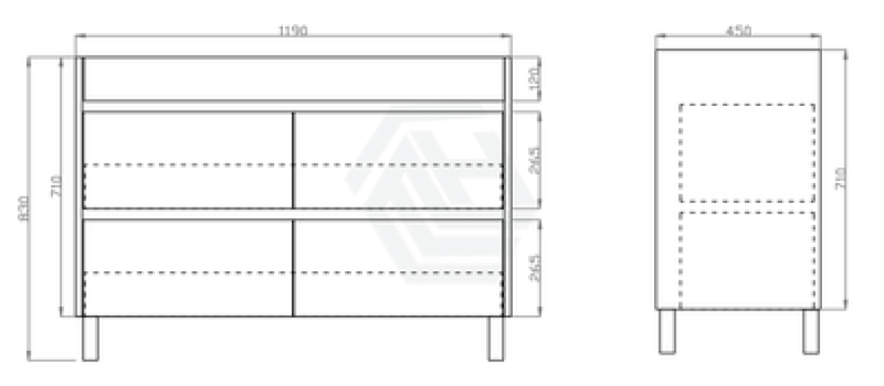 600-1500Mm Freestanding Bathroom Floor Vanity Matt White Pvc Filmed Drawers Cabinet Only &