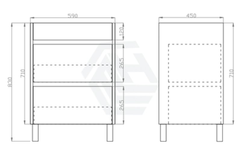 600-1500Mm Freestanding Bathroom Floor Vanity Matt White Pvc Filmed Drawers Cabinet Only &