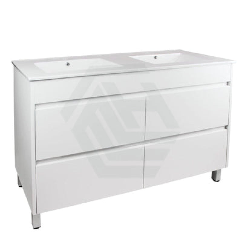 600-1500Mm Freestanding Bathroom Floor Vanity Matt White Pvc Filmed Drawers Cabinet Only &