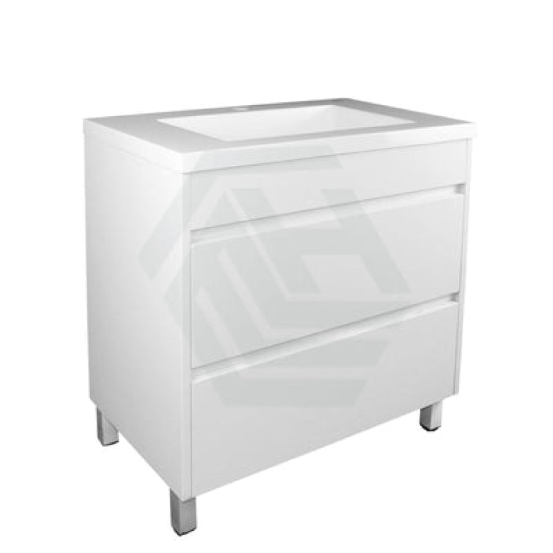 600-1500Mm Freestanding Bathroom Floor Vanity Matt White Pvc Filmed Drawers Cabinet Only &