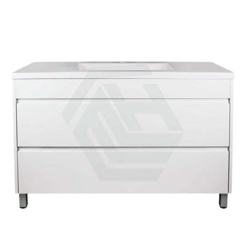 600-1500Mm Freestanding Bathroom Floor Vanity Matt White Pvc Filmed Drawers Cabinet Only &