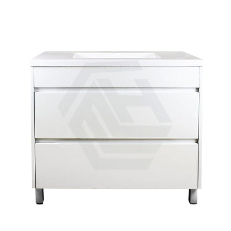 600-1500Mm Freestanding Bathroom Floor Vanity Matt White Pvc Filmed Drawers Cabinet Only &