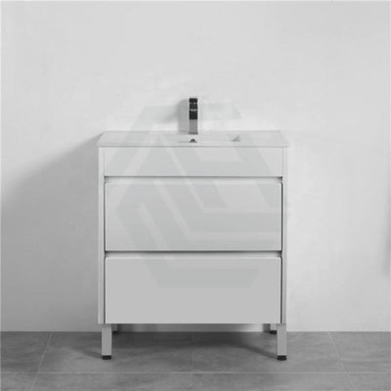 600-1500Mm Freestanding Bathroom Floor Vanity Matt White Pvc Filmed Drawers Cabinet Only &