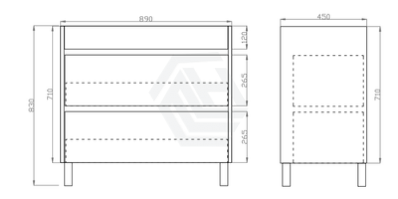 600-1500Mm Freestanding Bathroom Floor Vanity Matt White Pvc Filmed Drawers Cabinet Only &