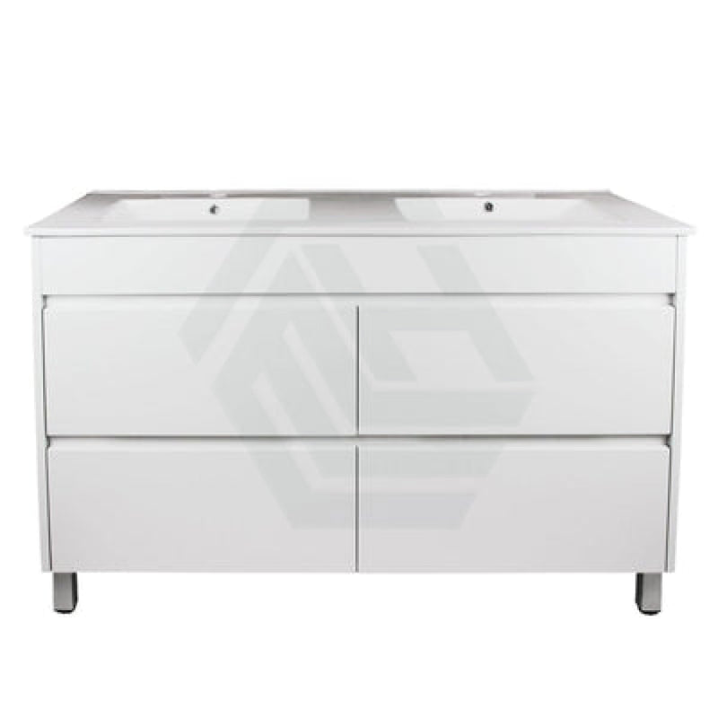 600-1500Mm Freestanding Bathroom Floor Vanity Matt White Pvc Filmed Drawers Cabinet Only &