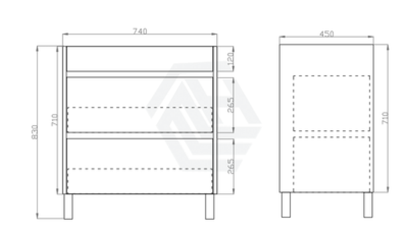 600-1500Mm Freestanding Bathroom Floor Vanity Matt White Pvc Filmed Drawers Cabinet Only &