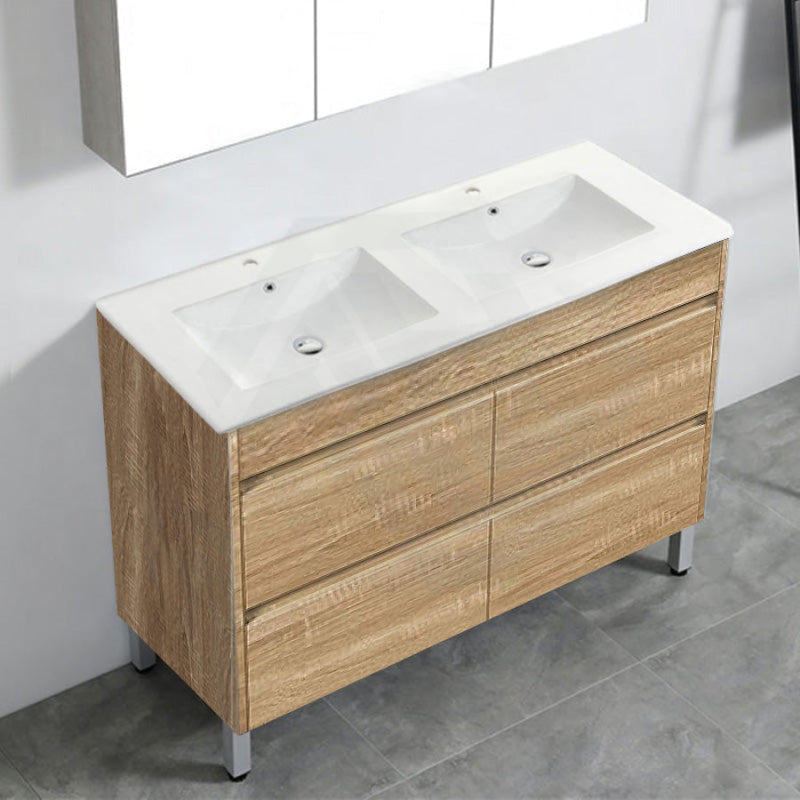 600-1500Mm Freestanding Bathroom Floor Vanity White Oak Wood Grain Pvc Filmed Cabinet Only &