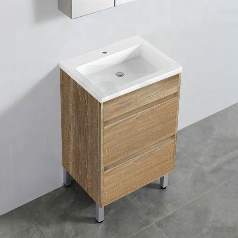 600-1500Mm Freestanding Bathroom Floor Vanity White Oak Wood Grain Pvc Filmed Cabinet Only &