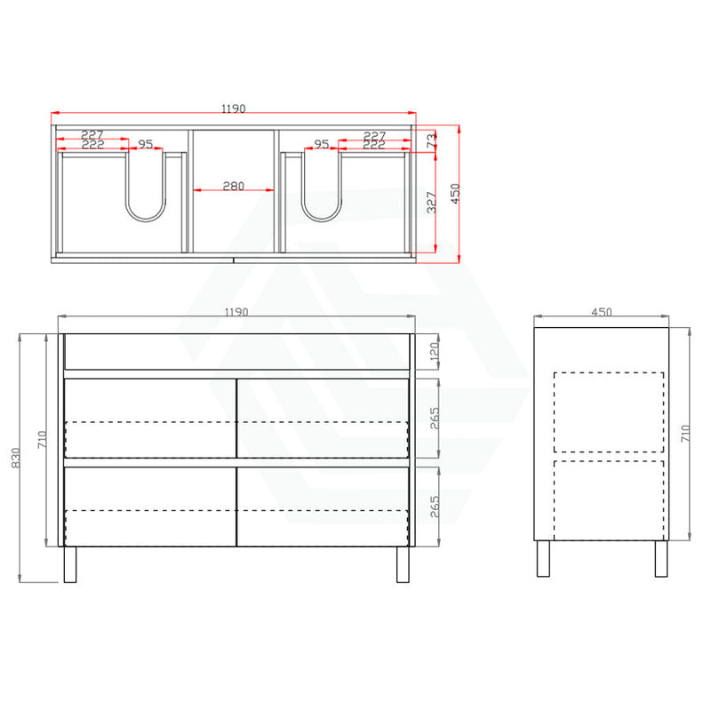 600-1500Mm Freestanding Bathroom Floor Vanity White Oak Wood Grain Pvc Filmed Cabinet Only &