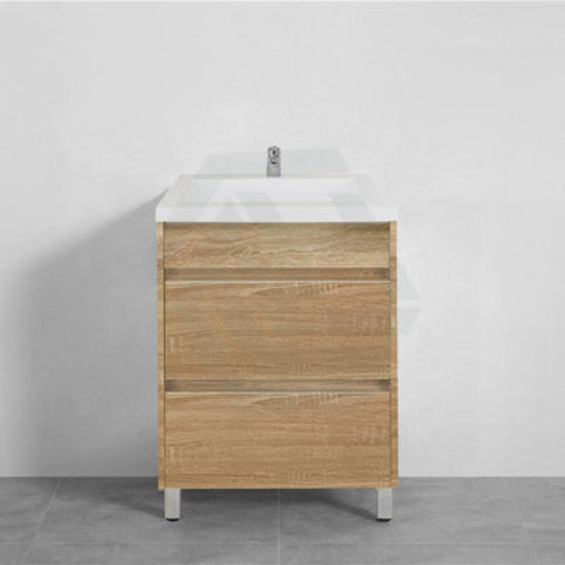 600-1500Mm Freestanding Bathroom Floor Vanity White Oak Wood Grain Pvc Filmed Drawers Cabinet Only &