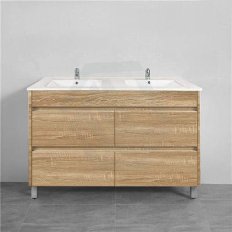 600-1500Mm Freestanding Bathroom Floor Vanity White Oak Wood Grain Pvc Filmed Drawers Cabinet Only &