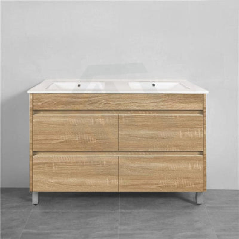 600-1500Mm Freestanding Bathroom Floor Vanity White Oak Wood Grain Pvc Filmed Drawers Cabinet Only &