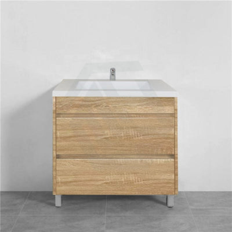 600-1500Mm Freestanding Bathroom Floor Vanity White Oak Wood Grain Pvc Filmed Drawers Cabinet Only &