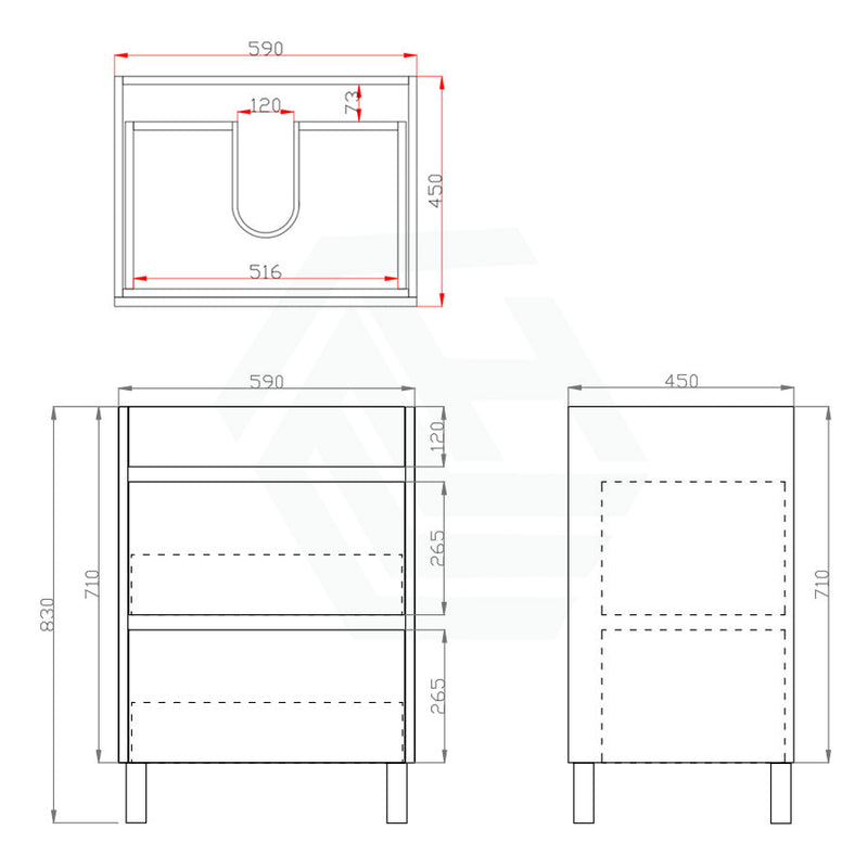 600-1500Mm Freestanding Bathroom Floor Vanity White Oak Wood Grain Pvc Filmed Cabinet Only &