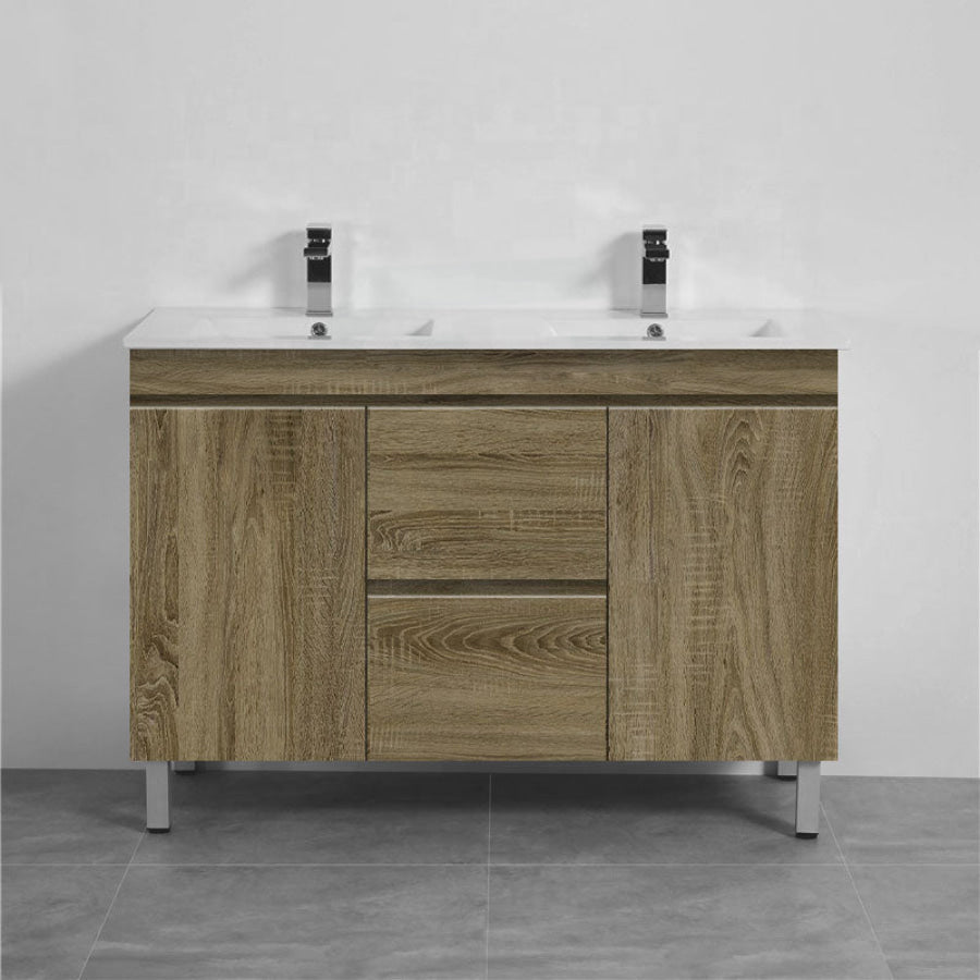 600-1500Mm Freestanding Bathroom Vanity Dark Oak Cabinet Only 1200Mm(Mid Drawers-Double Bowls) /