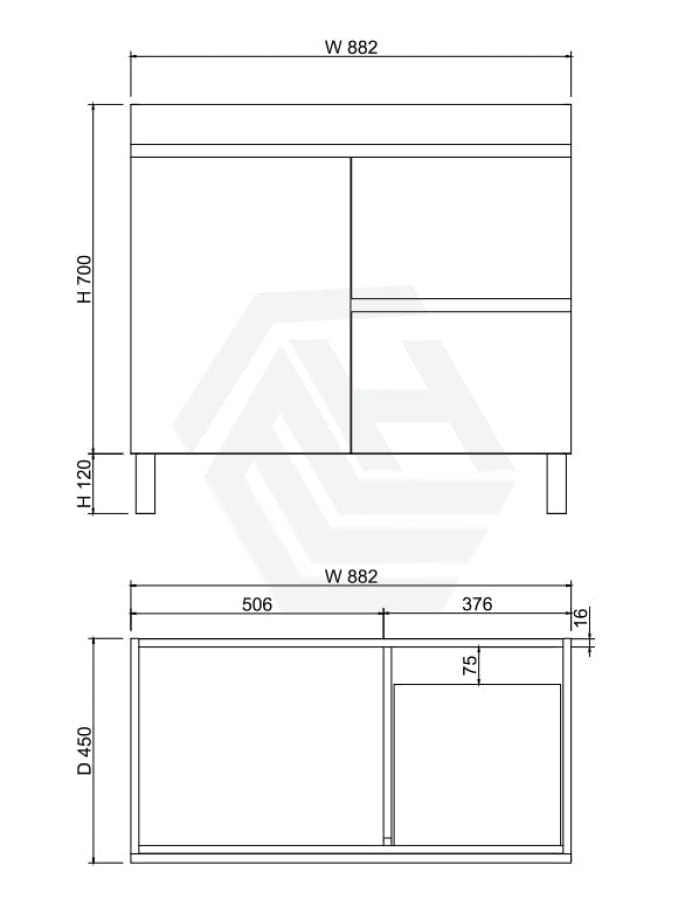 600-1500Mm Freestanding Bathroom Vanity Dark Oak Cabinet Only Vanities With Legs