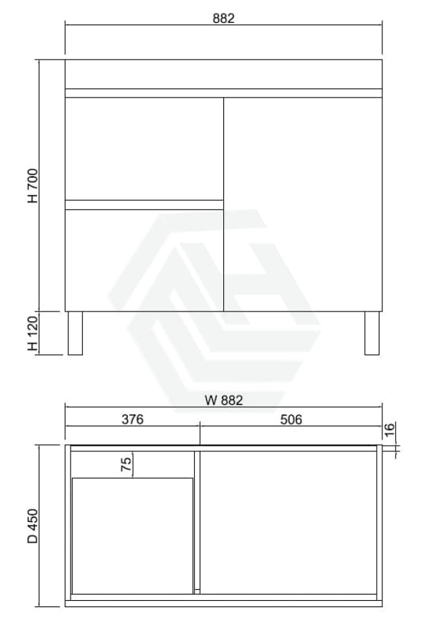 600-1500Mm Freestanding Bathroom Vanity Dark Oak Cabinet Only Vanities With Legs