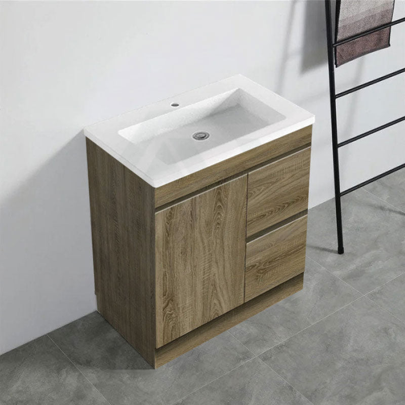 600-1500Mm Freestanding Kickboard Bathroom Vanity Dark Oak Cabinet Only 750Mm(Right Drawer) / With