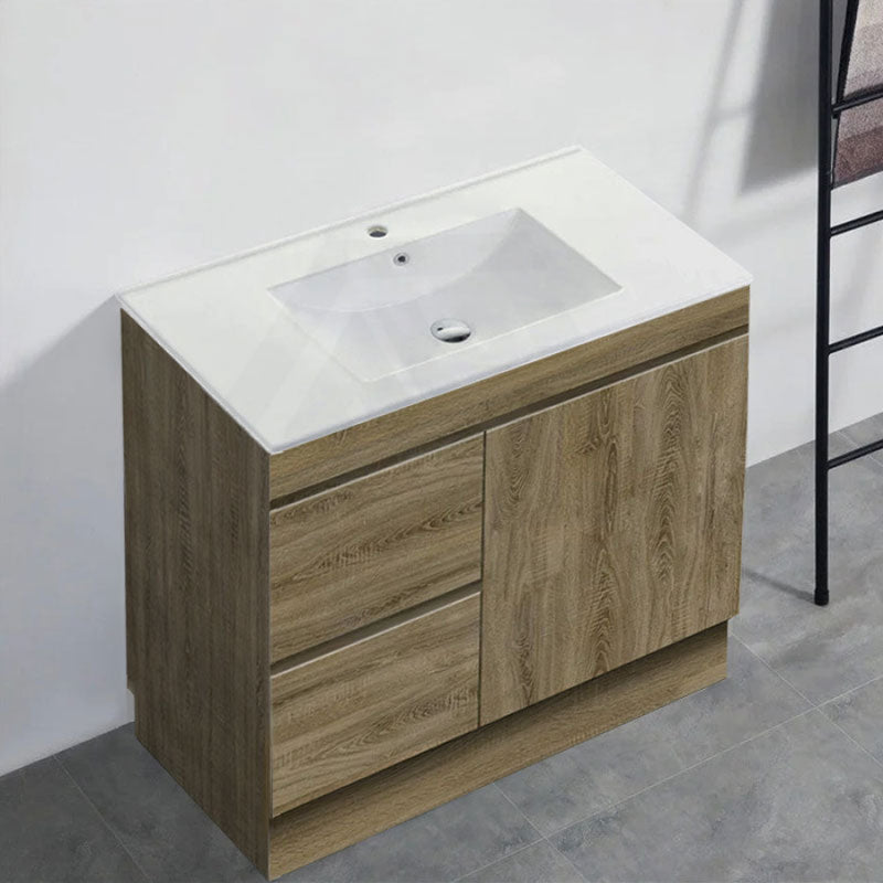 600-1500Mm Freestanding Kickboard Bathroom Vanity Dark Oak Cabinet Only 900Mm(Left Drawer) / With