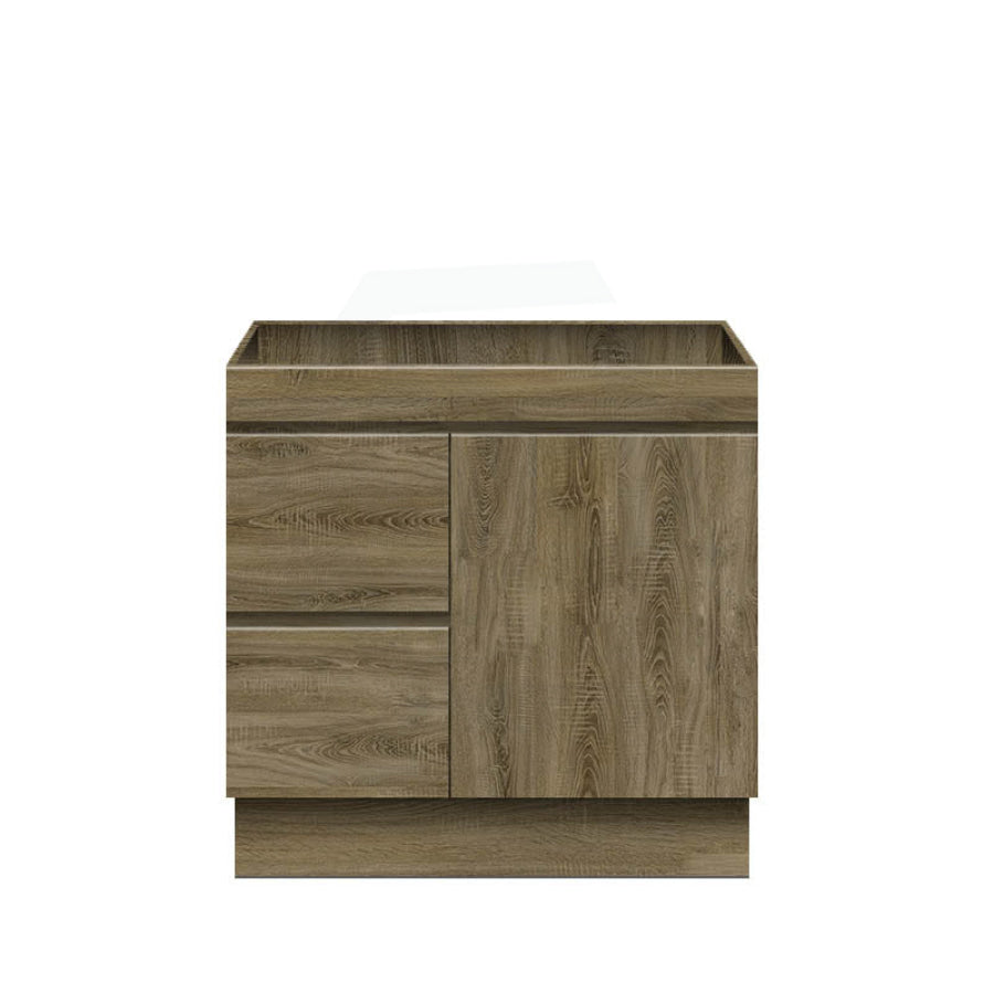 600-1500Mm Freestanding Kickboard Bathroom Vanity Dark Oak Cabinet Only 900Mm(Left Drawer) / Only