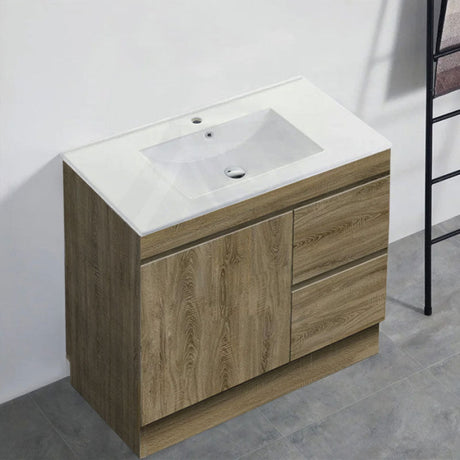 600-1500Mm Freestanding Kickboard Bathroom Vanity Dark Oak Cabinet Only 900Mm(Right Drawer) / With