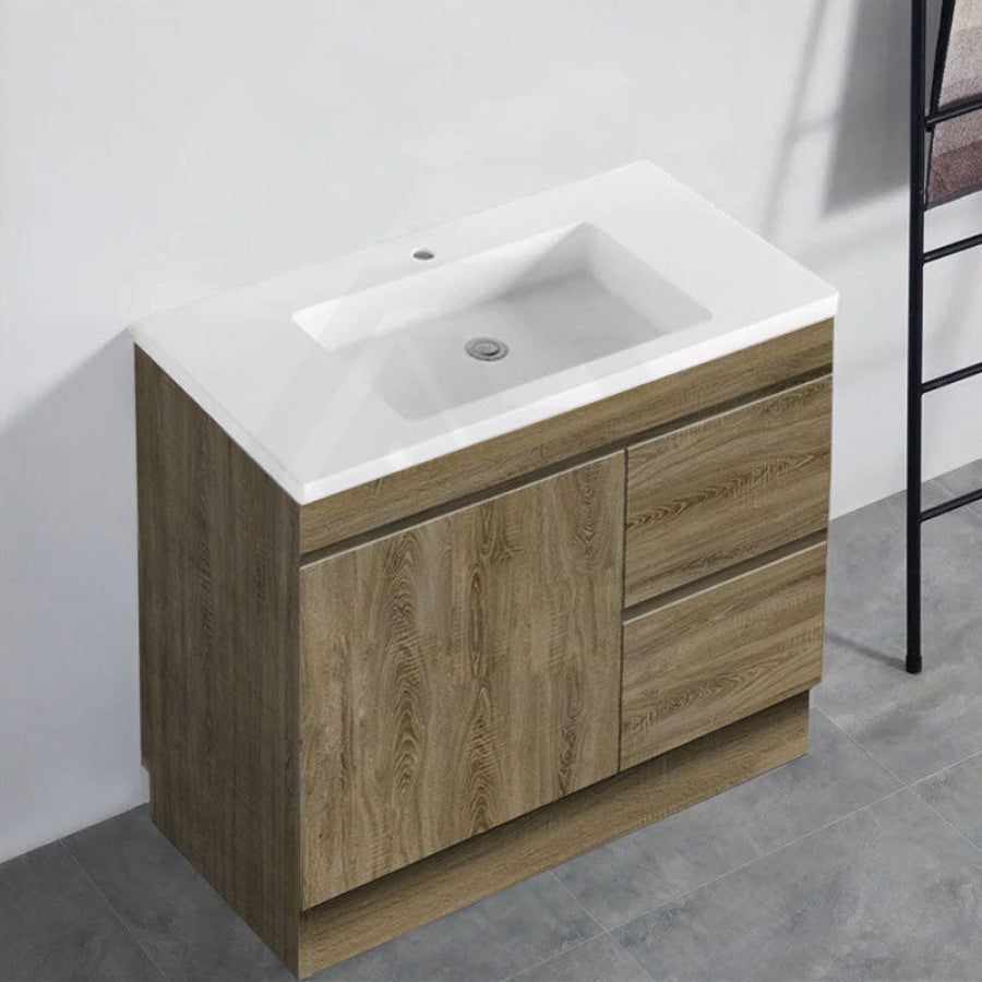 600-1500Mm Freestanding Kickboard Bathroom Vanity Dark Oak Cabinet Only 900Mm(Right Drawer) / With