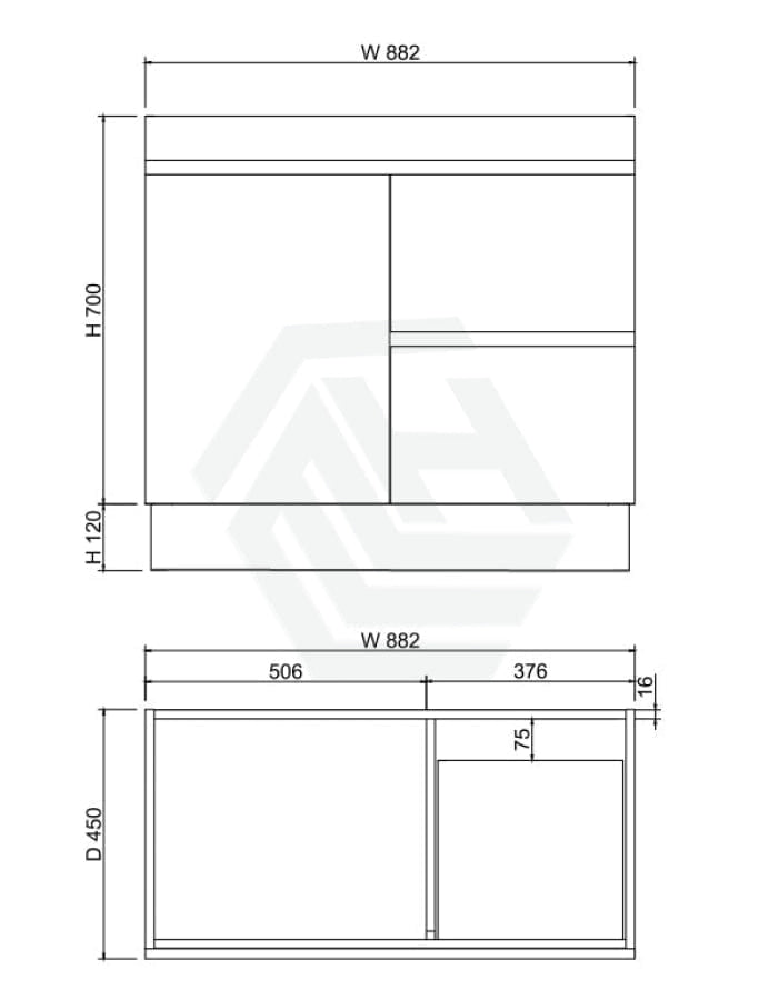 600-1500Mm Freestanding Kickboard Bathroom Vanity Dark Oak Cabinet Only Vanities With