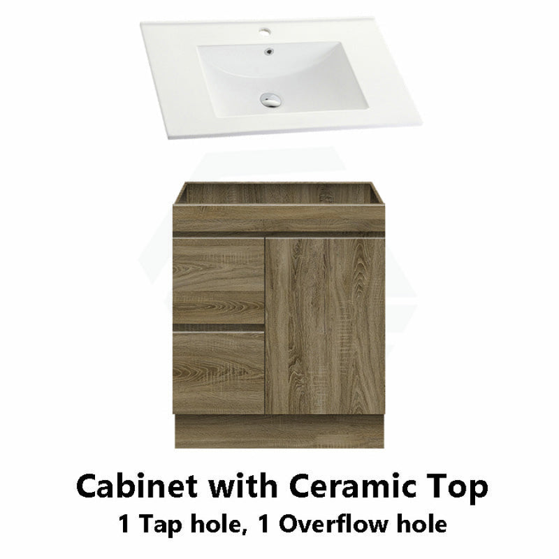 600-1500Mm Freestanding Kickboard Bathroom Vanity Dark Oak Cabinet Only 750Mm(Left Drawer) / With