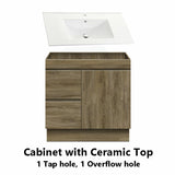 600-1500Mm Freestanding Kickboard Bathroom Vanity Dark Oak Cabinet Only 900Mm(Left Drawer) / With