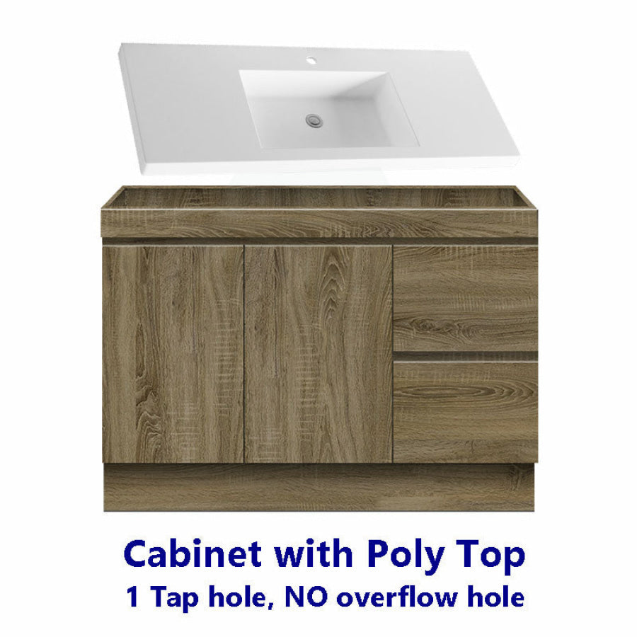 600-1500Mm Freestanding Kickboard Bathroom Vanity Dark Oak Cabinet Only 1200Mm(Right Drawer-Single