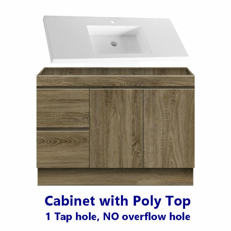 600-1500Mm Freestanding Kickboard Bathroom Vanity Dark Oak Cabinet Only 1200Mm(Left Drawer-Single