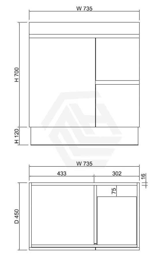 600-1500Mm Freestanding Kickboard Bathroom Vanity Dark Oak Cabinet Only Vanities With